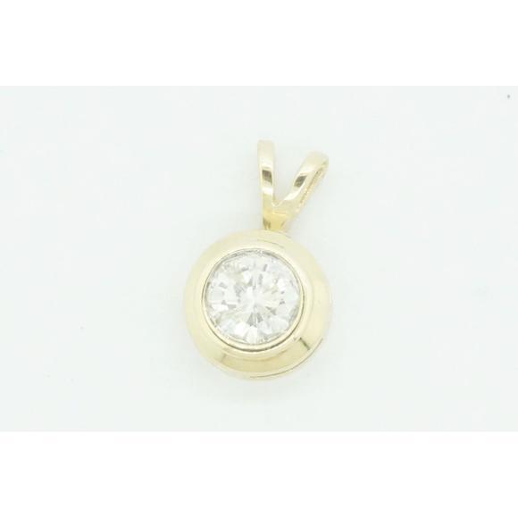 Estate Sale Diamond Pendant 14k Yellow Gold Round H Color Vintage Style 13.6mm